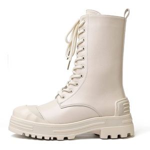 Off white combat boots